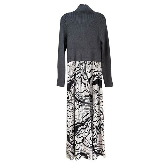 Anthropologie Thea Twofer Sweater Maxi Dress Womens Large Grey White Black NWT - Picture 9 of 12